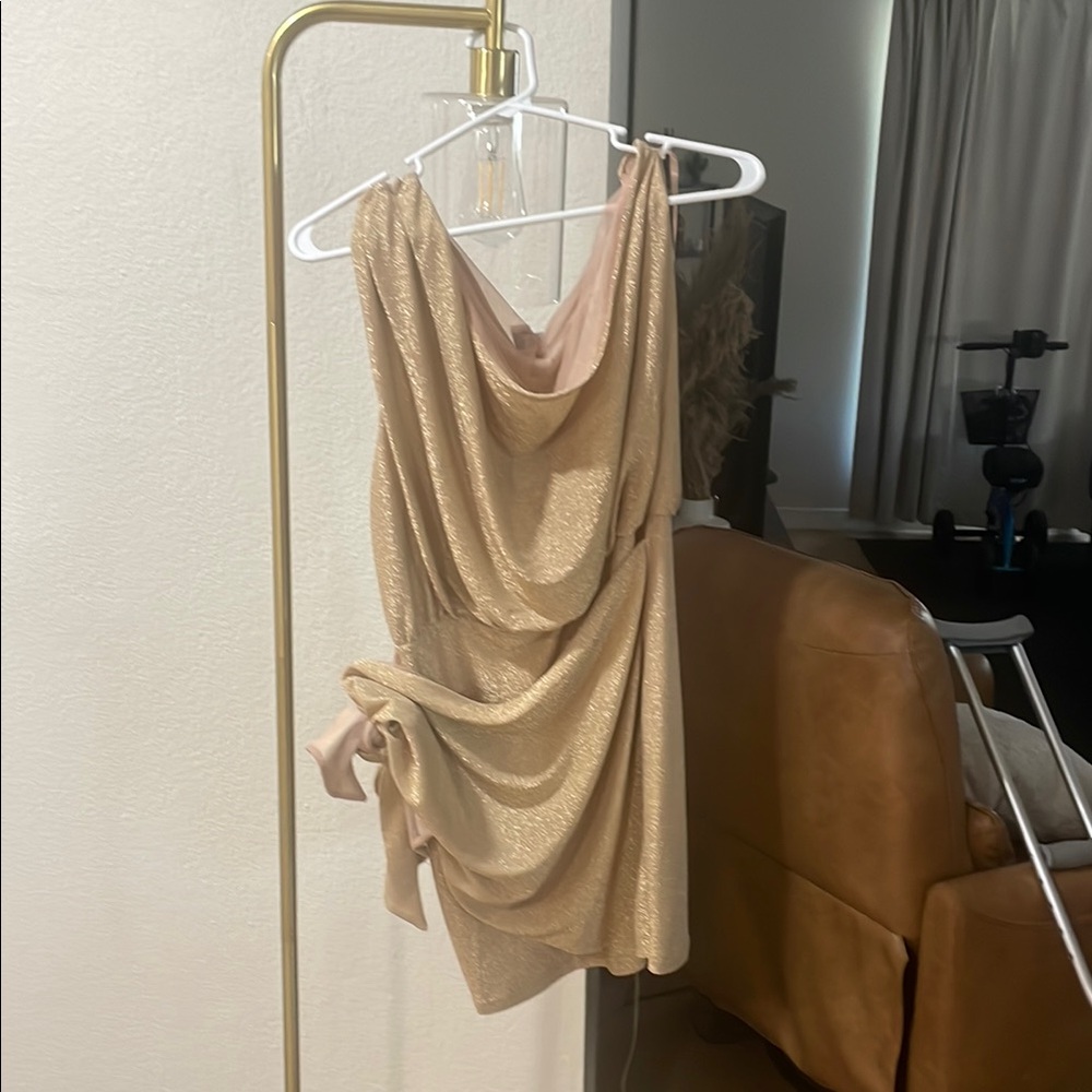 Elegant Gold Draped Dress